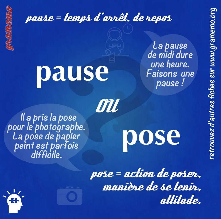 orthographe homophone pause pose Megadico