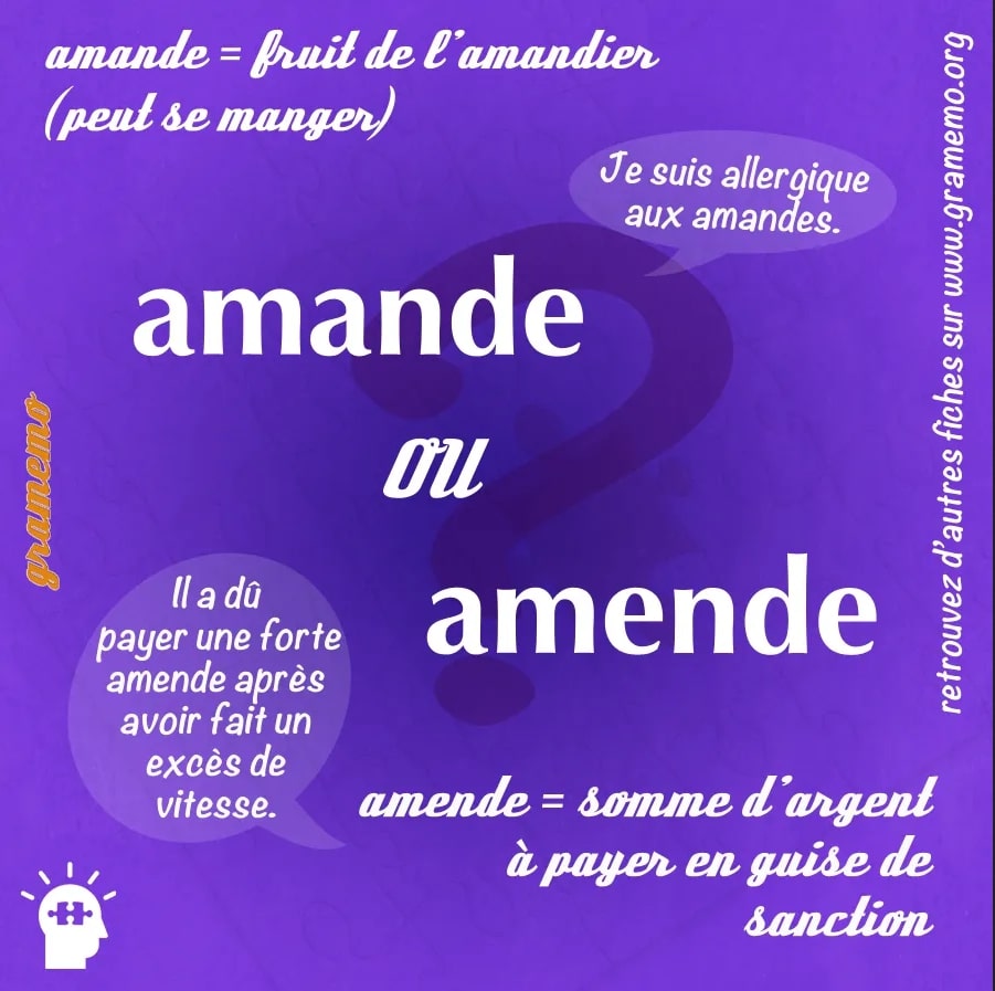 amande amende homophones orthographe Megadico