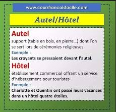 autel hôtel homophones Megadico