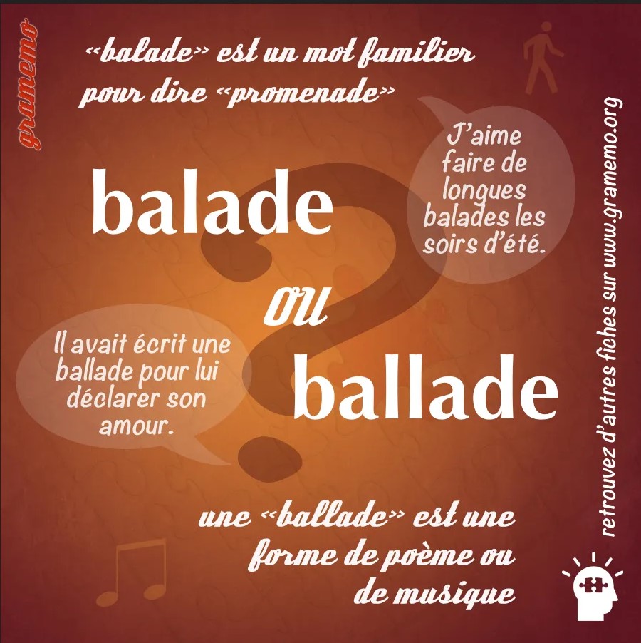 balade ballade homophones orthographe Megadico