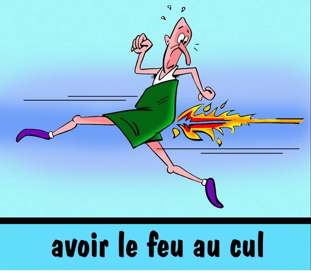 expression avoir le feu au cul homme flamme