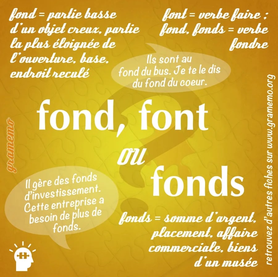 orthographe homophones fond fonds font